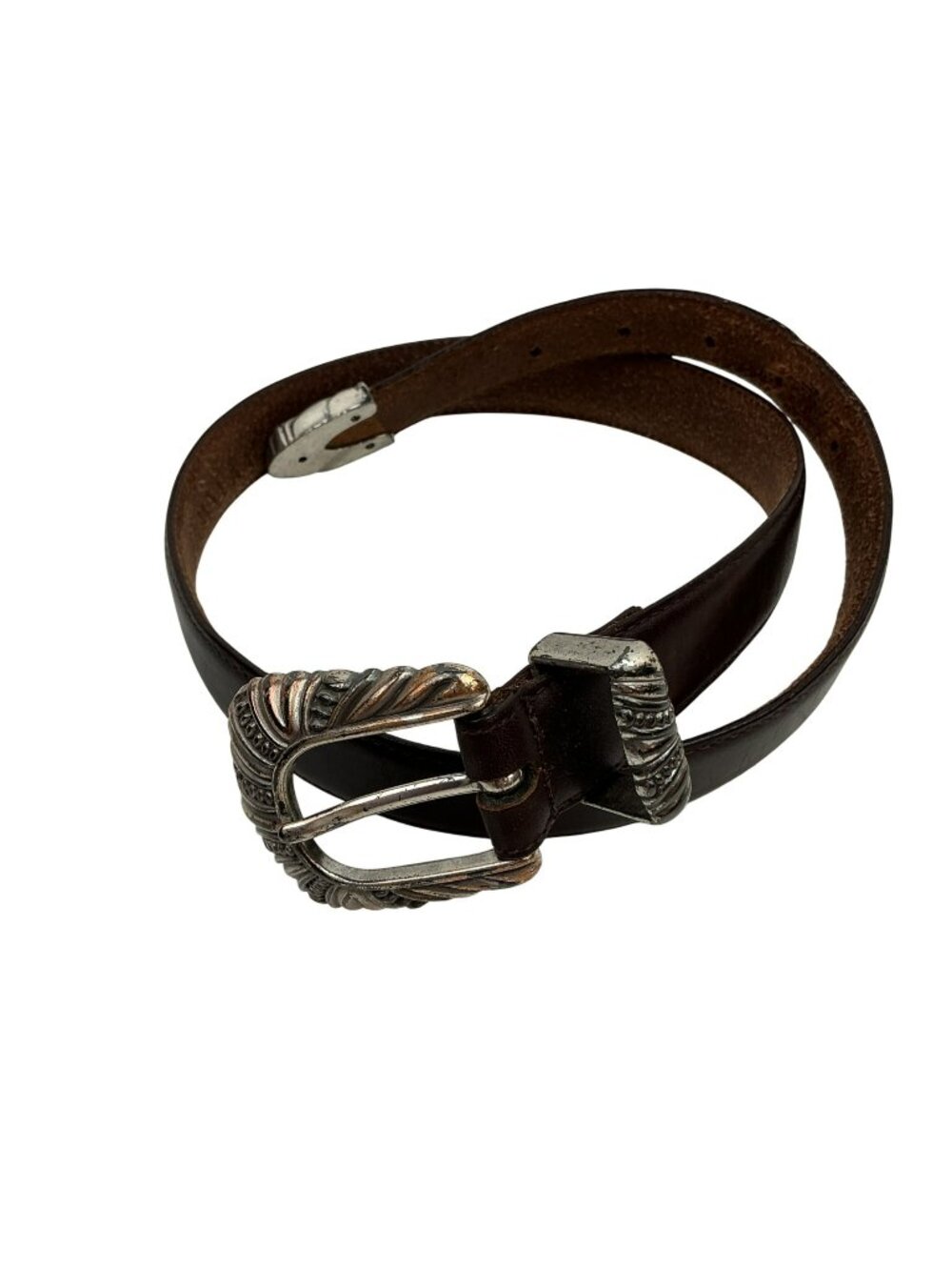 Vintage 90’s Donna Katz Leather Western Concho Belt Womens Small Brown Silver